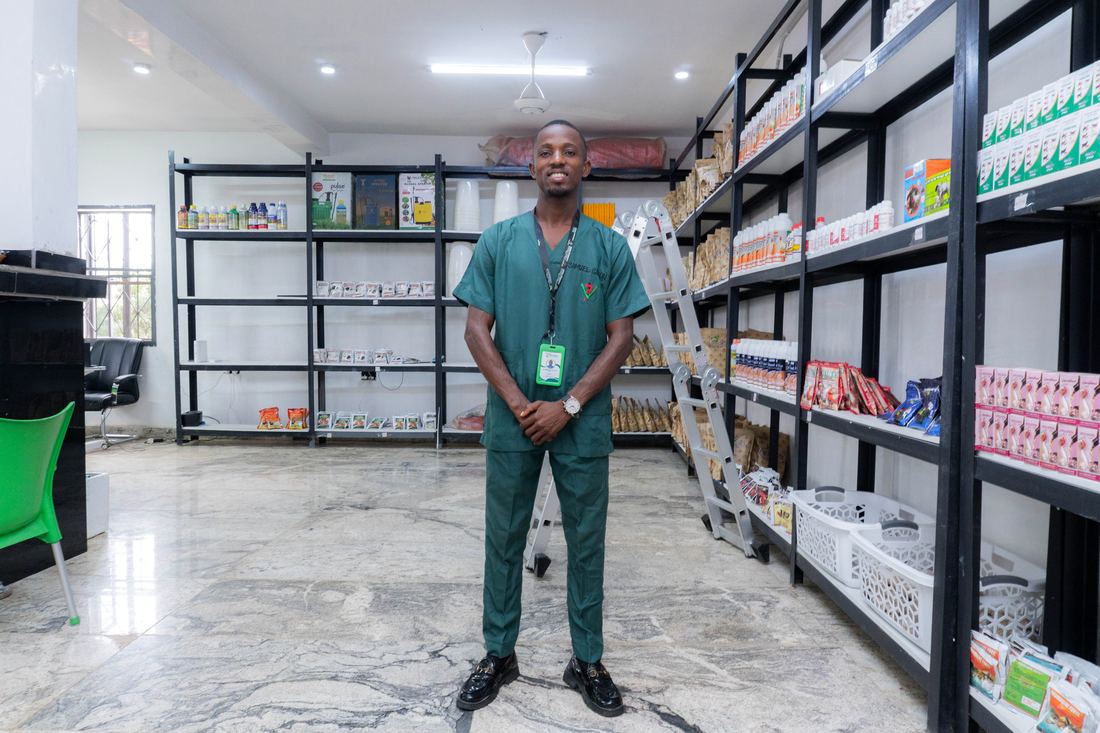 TimTam Agrovet veterinary officer standing in a fully stocked aisle